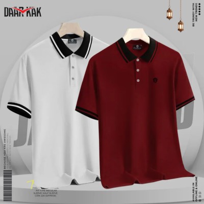Premium Basic Polo Shirt Ash & Maroon Color